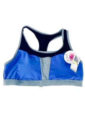 Kinesis Racerback Sports Bra Sz M Color Block Bralette Padded Black Blue Gray